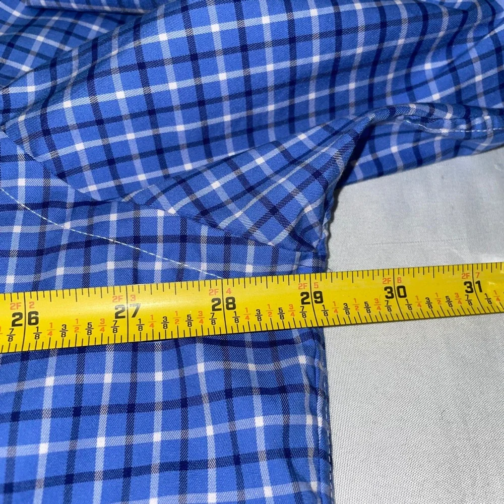 Ralph Lauren Performance Blue Plaid Button Down Shirt Mens 2XLT Tall Stretch